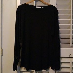 Susan Graver Liquid Knit Top with Lace Cuff Detail